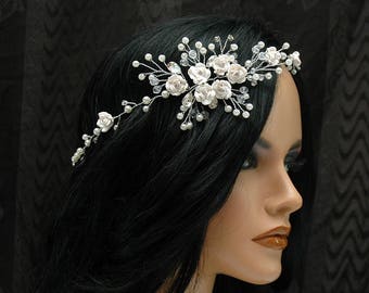 Floral Delicate Hair Vine, Wedding Hair Piece, Bridal Headband, Leaf  Wedding Headpiece, Pearl Hair Vine, Wedding Headband, Thin Tiara