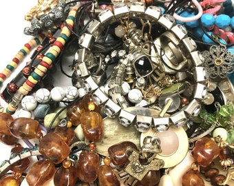 1+ Lb Jewelry Bag Vintage Modern Costume Fashion- Scrap - Repair - Craft - Wear - Repurpose -Broken - Detached - Grab Bag bridgerton
