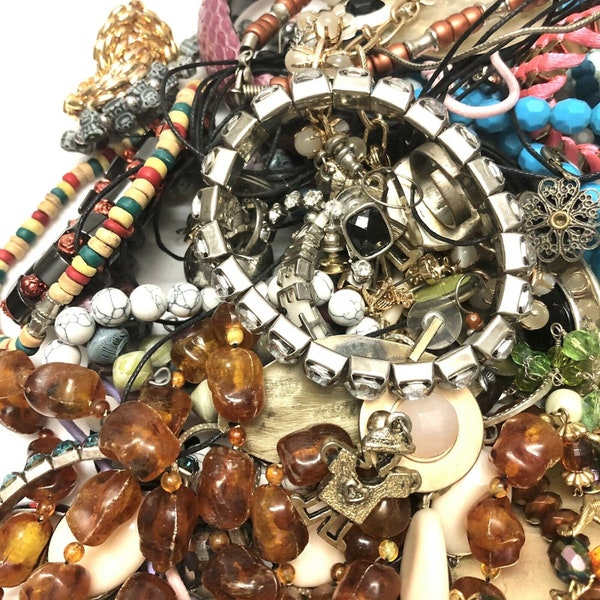 Mystery Jewelry Lot 1+ Pound Grab Bag Vintage To Modern Craft DIY Wear Sell Repurpose Broken Detached