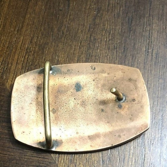 Vintage Copper Belt Buckle Safety Yellow Freight … - image 3
