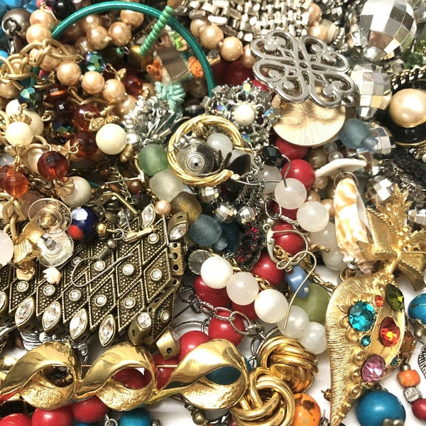 Mystery Jewelry Lot 1+ Pound Grab Bag Vintage To Modern Craft DIY Wearable Repurpose Broken Detached