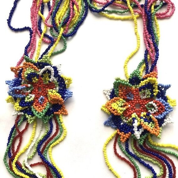 Native American Beaded Necklace Multicolor Seed B… - image 8
