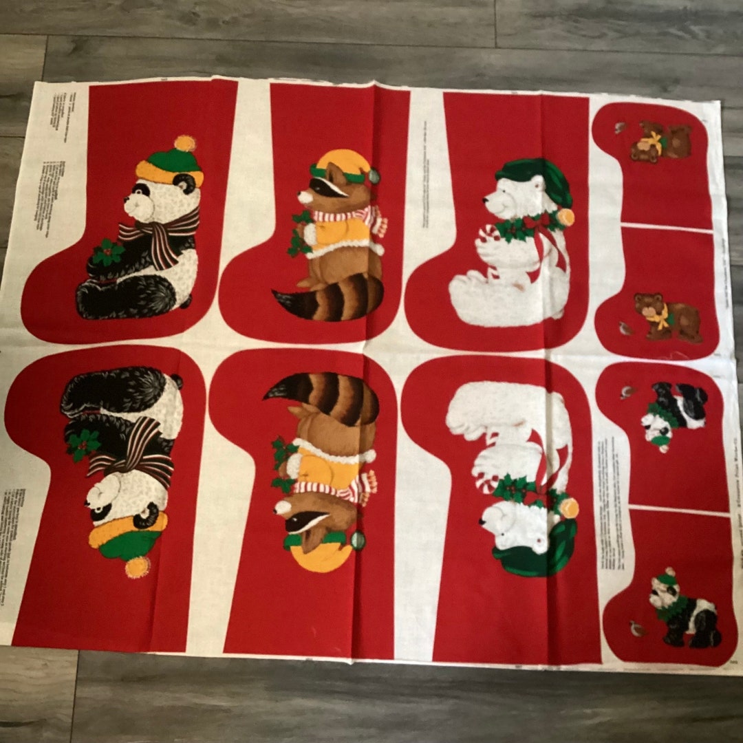 Vintage Cranston Christmas Stockings Cut N Sew Fabric Appliqué Etsy