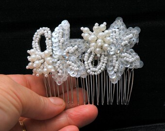 Lace Wedding Hair Comb Set, Bridal Comb, Pearl Hair Comb Headpiece, Bridesmaids Hair Comb, Prom, Wedding Hair Accessories