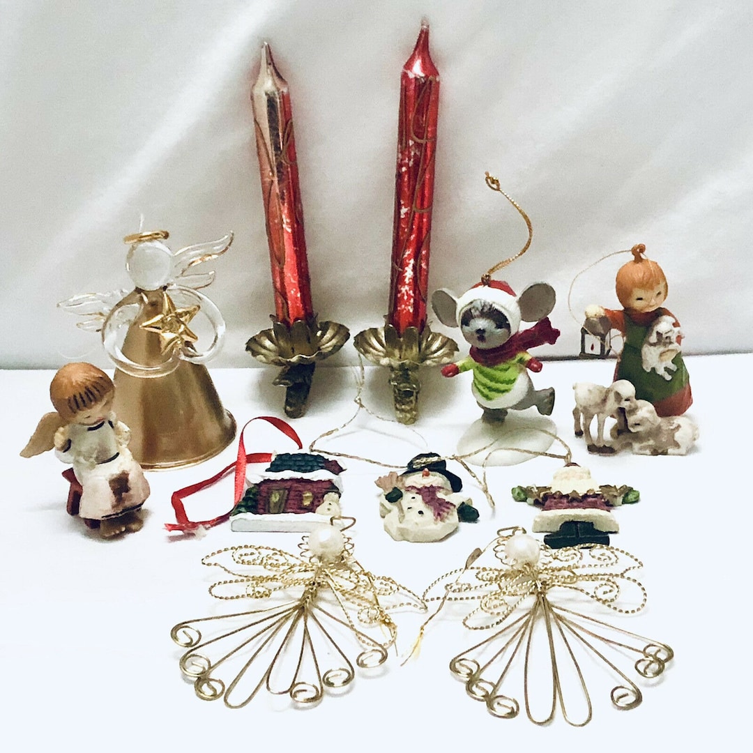Christmas in July Ornament Lot Mercury Glass Angel Candles Etsy
