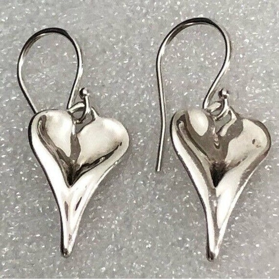 Bohemian Silver Heart Dangle Earrings Hagit Goral… - image 1