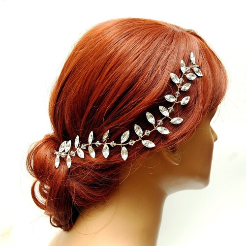 Wedding Bridal Headpiece Leaf Laurel Headband AB Rhinestones  display picture 3