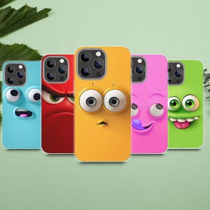 Custodia per telefono con faccina divertente – per iPhone e Samsung – Design colorato, carino e divertente – Ottima idea regalo per tutte le età