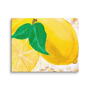 Lemon Canvas Wall Art – Bright Citrus Kitchen Decor – Hand-Painted Style Fruit Print – Vibrant Yellow Lemon Artwork – Summer Wall Hanging