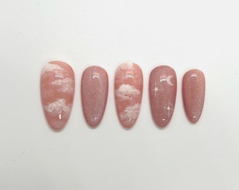 Dreamy Skies Cat Eye Press On Nails