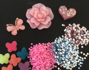 Kawaii decoden deco diy alloy enamel Pink butterfly kit # 471--US seller
