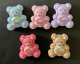 Kawaii cartoon bear deco diy craft animal cabochon resin flatback mix 5pcs