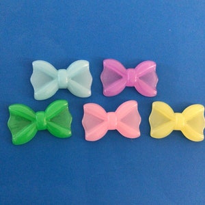 Kawaii candy color jelly bow deco diy craft cabochon resin flatback mix 5pcs