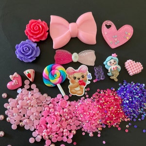 kawaii cabochon deco diy craft big pink bow resin flatback mix   C 30---USA seller