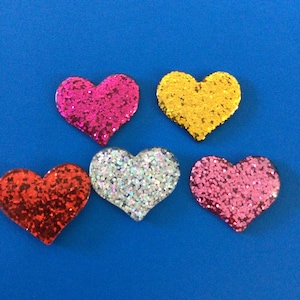 Kawaii glitter heart deco diy craft cabochon resin flatback 5 pcs