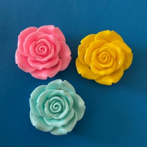 Kawaii rose flower 40mm deco diy craft cabochon resin flatback jewelry accessory making mix 3 pcs