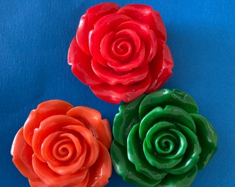 Kawaii big rose flower 42mm deco diy craft cabochon resin jewelry accessory making mix 3 pcs