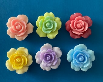 Kawaii shiny rose resin cabochon deco diy craft jewelry accessory making 6pcs