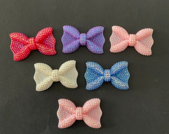 Kawaii glitter bow 43x26mm deco diy craft cabochon resin flatback mix 6 pcs