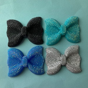 Kawaii big glitter bow with middle vertical holes deco diy craft cabochon resin flatback mix 4pcs