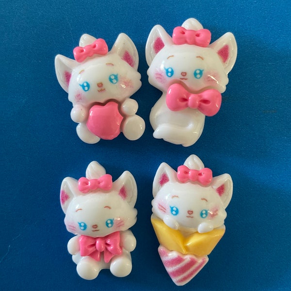 Kawaii kitty cat resin flatback cabochon deco diy craft jewelry accessory making 4pcs