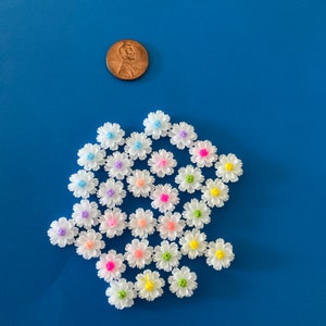 Kawaii mini white flower deco diy craft cabochon resin flatback mix 30pcs image 3