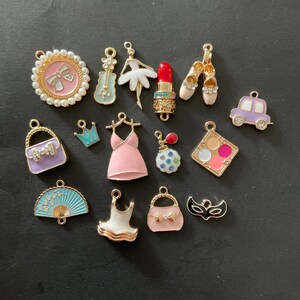 Kawaii deco diy craft kawaii girly enamel charms 15pcs