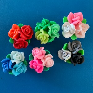 Kawaii polymer clay rose flower deco diy craft cabochon 6pcs