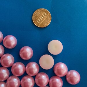 Kawaii 100 pcs 14mm pink faux flatback pearl decoden craft deco diy image 2