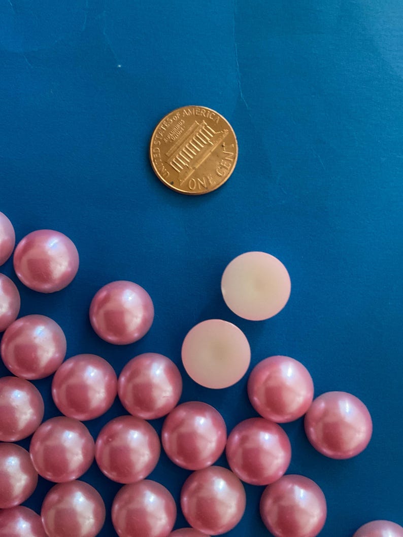 Kawaii 100 pcs 14mm pink faux flatback pearl decoden craft deco diy image 2