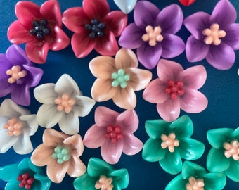 Kawaii mini flower 13mm deco diy craft cabochon resin flatback jewelry accessory making mix 30pcs