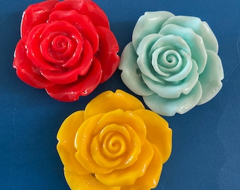 Kawaii big rose flower deco diy craft cabochon resin 40mm jewelry accessory making mix 3 pcs