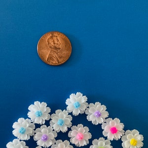 Kawaii mini white flower deco diy craft cabochon resin flatback mix 30pcs image 2