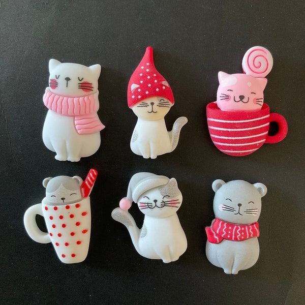 Kawaii animal cartoon kitty cat deco diy craft cabochon resin flatback mix 6pcs