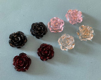 Kawaii small rose 17mm deco diy craft cabochon resin flatback mix 8pcs