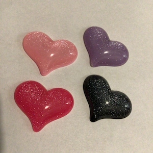 Kawaii glitter heart deco diy craft cabochons resin flatback mix 4 pcs