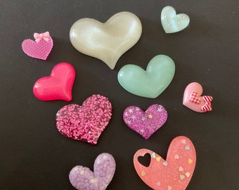 Kawaii heart deco diy craft cabochon resin flatback mix 10pcs
