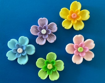 Kawaii cute flower deco diy craft cabochon resin flatback jewelry making mix 5 pcs