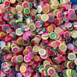 Kawaii clay cane mini fruits slices deco decoden diy more than 200 pcsUSA seller image 1