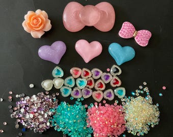 Kawaii decoden deco cabochon big pink bow DIY kit # 519---US seller