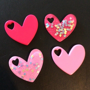 Kawaii pink heart deco diy craft cabochon resin flatback mix 4pcs