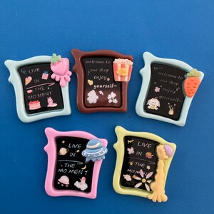 Kawaii cute girly blackboard cartoon style deco diy craft cabochon resin flatback mix 5pcs