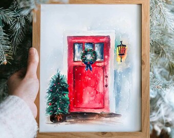 Watercolor Christmas Scene - Digital Download
