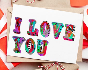 Valentine's Day Greeting Card - I LOVE YOU - Instant Download