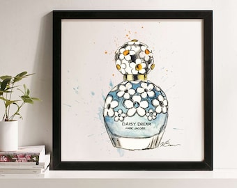 Daisy Dream Perfume Bottle Watercolor - Instant Download -