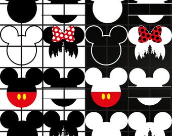 Mickey and Minnie Mouse SVG Bundle: Ears, Bow, Silhouette (Digital Download