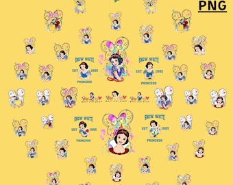 Pacote de Clipart da Branca de Neve: Princesa PNG, Sete Anões (55 arquivos) (Download Digital)