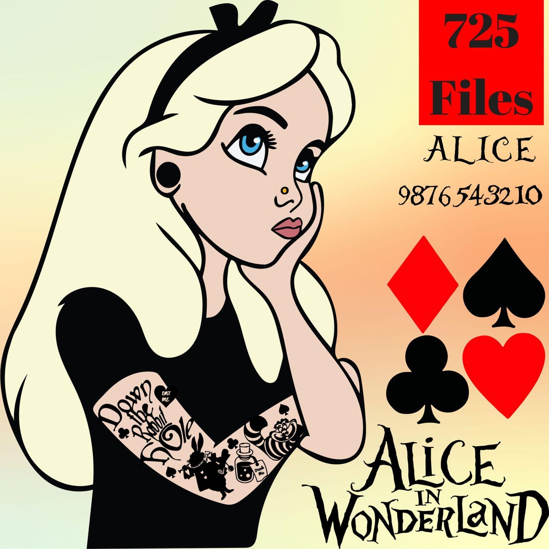 Alice in Wonderland SVG Clipart Bundle: Birthday Party Decor (725 Files ...