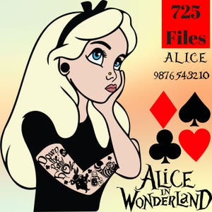 725 Files Alice in Wonderland SVG Clipart Bundle, Sublimation,Cute, Birthday Number SVG Set, Wonderland Style 0-9 Party Decor Clipart Cricut