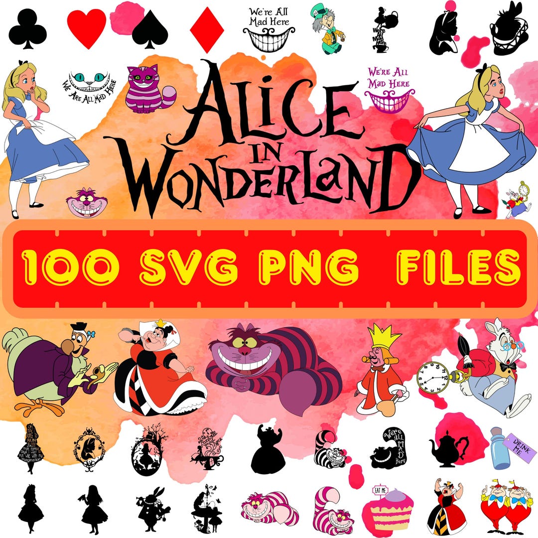 Alice in Wonderland Clipart Bundle: PNG & SVG Files (digital Download ...